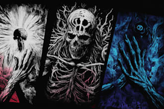 draw dark, horror, metal art illustration