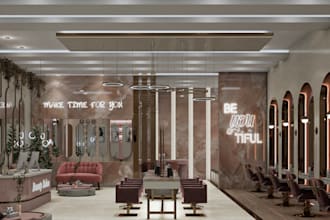 visualize 3d interior beauty salon,hair salon,spa, skincare clinic,barbershop,VR