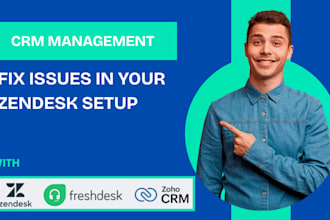 setup freshdesk, zendesk, zoho hubspot CRM, honeybook, suitedash, pipedrive
