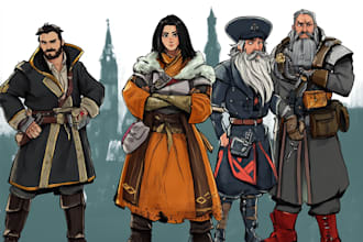 paint concept art and character sheets for you