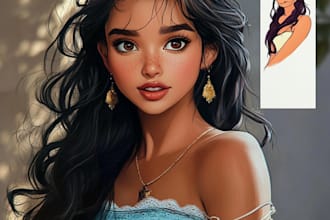 draw a gorgeous disney style cartoon portrait
