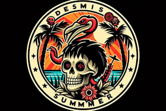 design custom skull summer ostrich logo