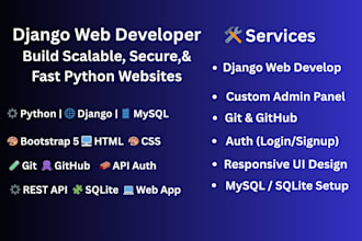 develop secure full stack django web apps with authentication and rest api