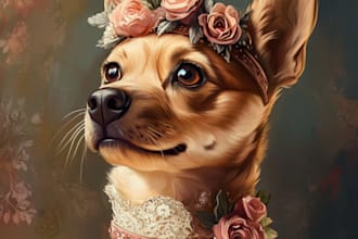 do realistic pet portrait into digital oil painting