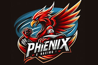make unique phoenix racing e sport mascot logo