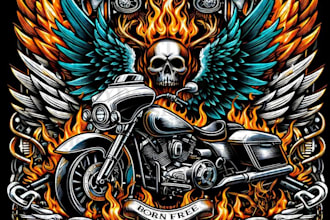 design high quality motorcycle t shirt logo with unlimited revision