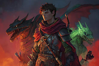 draw a dnd party art and d and d character for you