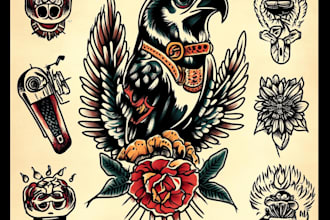 create awesome old school tattoo style design