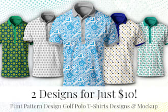 design golf polo t shirt and hoodie print patterns seamless textile mockups