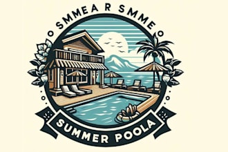 make high quality summer pool spa logo with express delivery