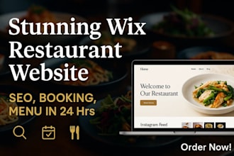 design wix restaurant, cafe, catering website, with seo, online booking menu
