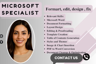 create, edit, format all documents in ms word and photoshop