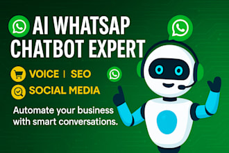 ai powered whatsapp chatbot with ecom, SEO, social media and voice automation