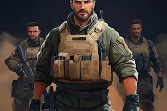draw 2d game art military character design