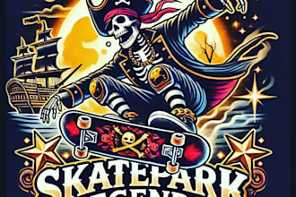 design high quality pirate and skull t shirt logo for your business