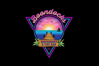 design crazy fun sunset restaurant tiki bar logo