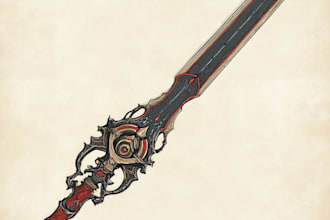 create a 3d weapon illustration for gaming