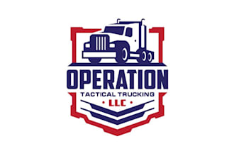 design powerful looking trucking company logo