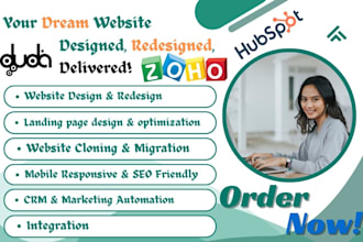 design, redesign, clone duda website, hubspot website, zoho site, landing page