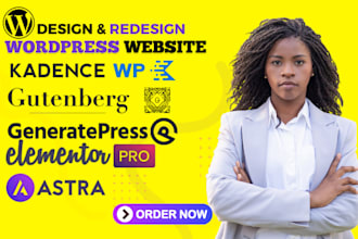 design wordpress website using elementor, divi, brizy, and thrive architect