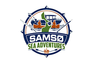 design tourist company boat sailing fishing spear canoeing logo
