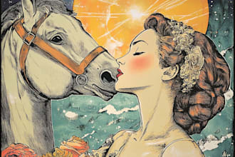 draw retro vintage illustration album or book cover poster