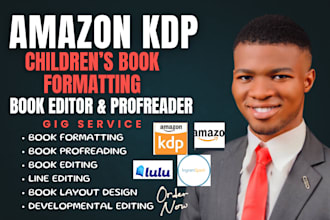 format your children book for amazon kindle, amazon KDP book publishing