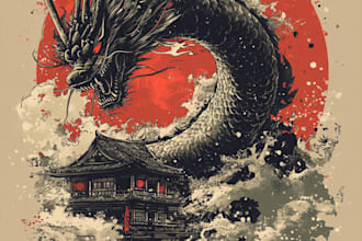 make japanese illustration for t shirt design