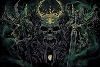 draw dark art or heavy metal illustration for tshirt design or album cover