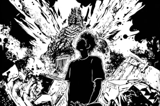 draw black and white illustration for anything