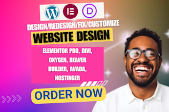 fix design wordpress website, elementor pro divi oxygen beaver avada hostinger