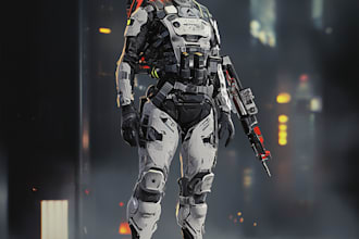 make a amazing sci fi charter illustration for you