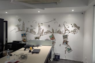 do professional office wall mockup design for your brand