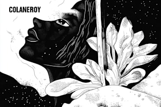 draw black and white illustration with cool style