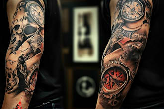 draw custom tattoo sleeve design unique modern