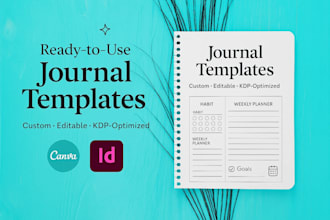 design printable journal, canva custom journal, canva tracker, checklist pdf kdp