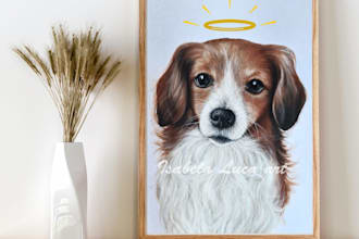 draw a realistic fine art pet portrait from your photo