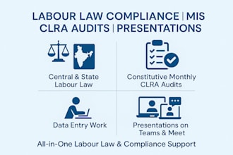 manage labour law compliance, clra audits, and ms office data tasks