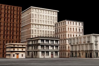 do 3d low poly realistic building, house model in unity, 3d texture, map design