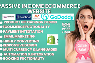passive income shopify store ecommerce website on shopify godaddy hostinger wix