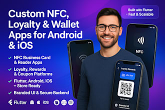 develop nfc reader app, loyalty app, digital wallet app, coupon code, qr code