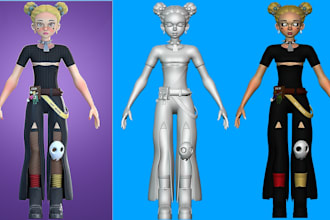 do cute 3d character for animation, games and 3d printing