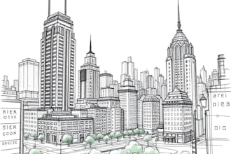 create pen and ink urban sketches and architectural illustrations