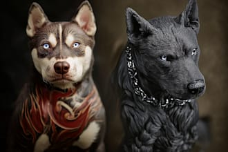 draw any pets dog cat or animals into oil painting portrait