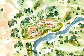 do custom watercolor wedding map