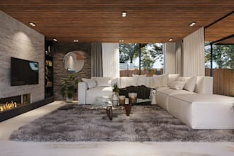 modern 3d coastal interior,wall partition design, relaxation room,cozy apartment