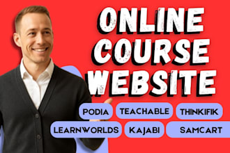 do online course website, thinikfic, kajabi website, podia, teachable sales page