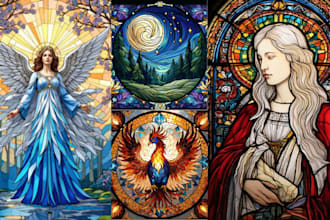 draw stained glassart for card game wall art window panel home decor book author