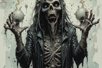 do artwork for tshirt dark art, horror, creepy illustration