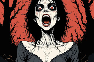 make fantasy or dark creepy horror art illustration